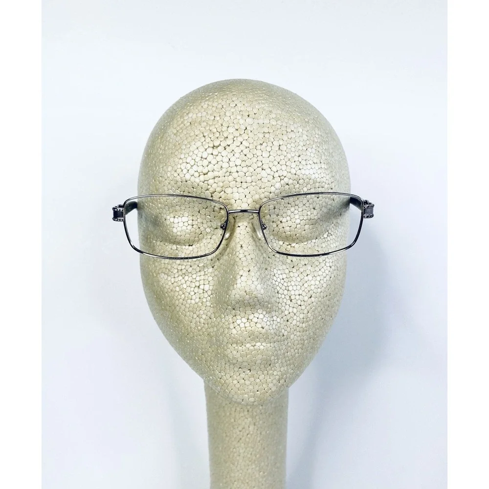 Versace Silver Rectangular Glasses Crystal Medusa Temples MOD 1099 52 18 135